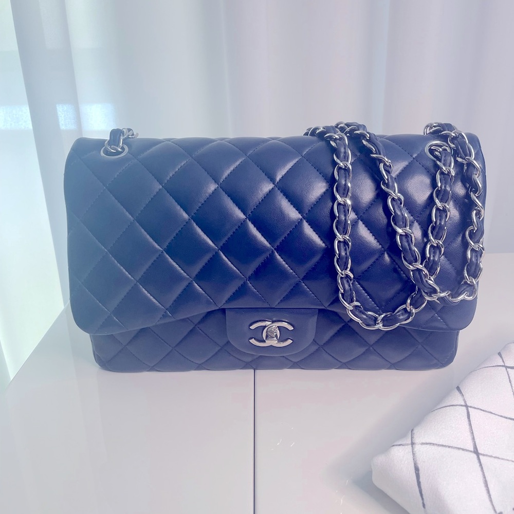 Chanel jumbo double flap, lambskin, blue🫐